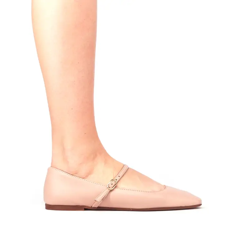 Club Style Ballerina Cinturino Punta Quadrata Rosa - 36