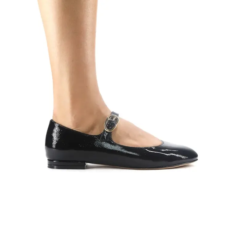 Club Style Ballerina Cinturino Vernice Nero - 36