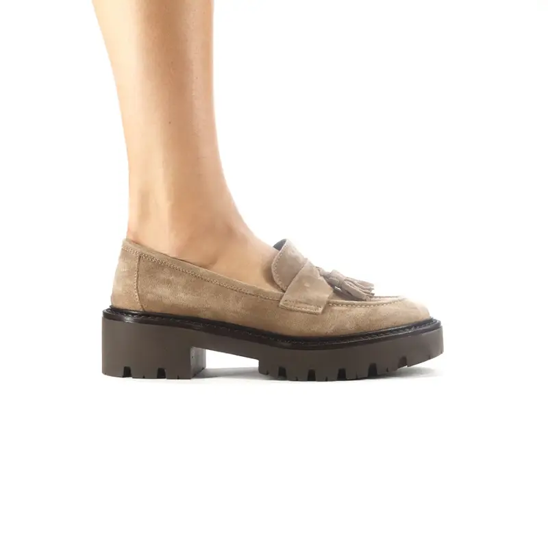 Club Style Mocassino Nappine Camoscio Beige - 36