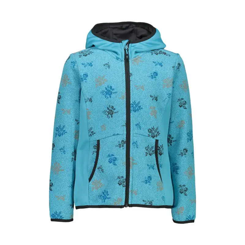 Felpa da bambina con cappuccio CMP Floral Jacquard Pattern