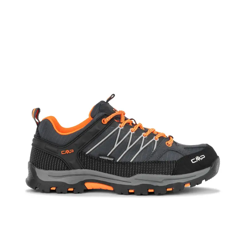 Sneakers grigie e arancio da trekking waterproof da ragazzo