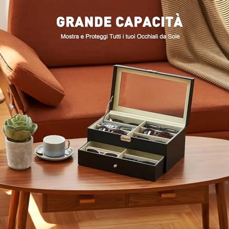 CO-Z Scatola per Occhiali da Sole in Pelle Cassettiera per Conservare e Montare Occhiali/Orologi/Gioielli/Occhiali miniatura 2