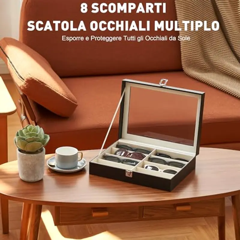 CO-Z Scatola per Occhiali da Sole in Pelle Cassettiera per Conservare e Montare Occhiali/Orologi/Gioielli/Occhiali miniatura 2