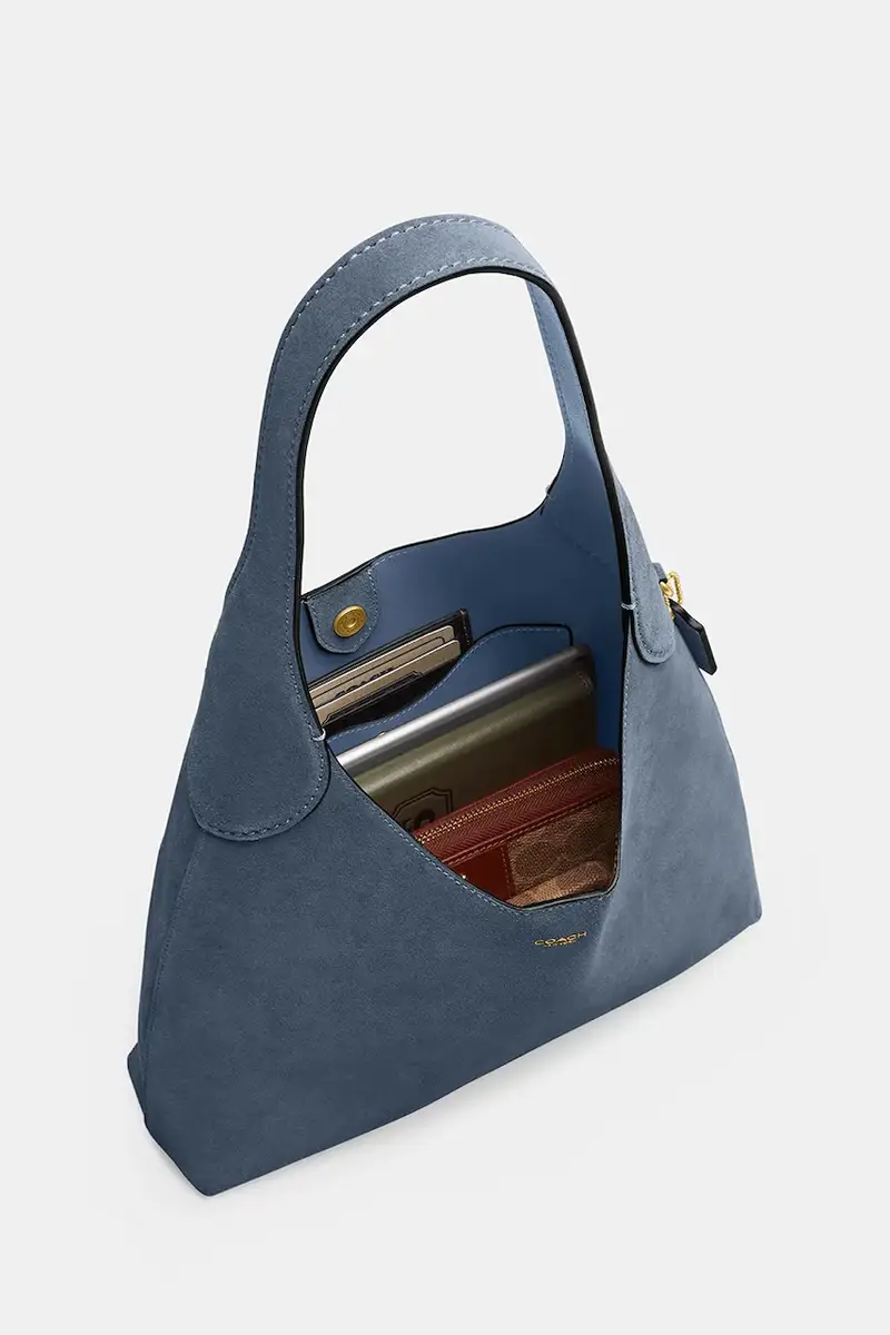 Coach Borsa in pelle scamosciata blu miniatura 4