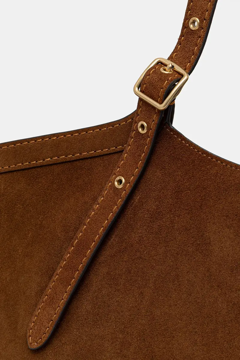 borsa in pelle scamosciata colore marrone CBN47 miniatura 4