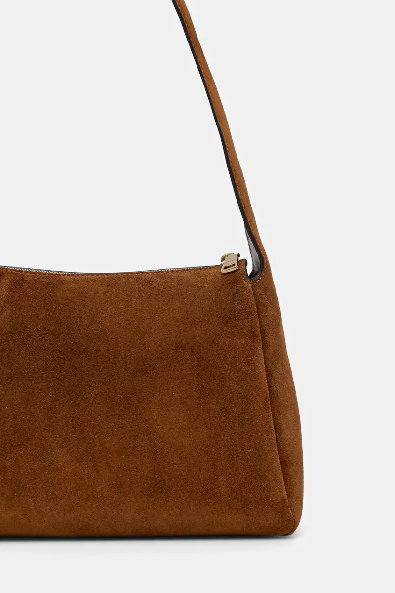 borsa in pelle scamosciata Lola Marrone miniatura 3