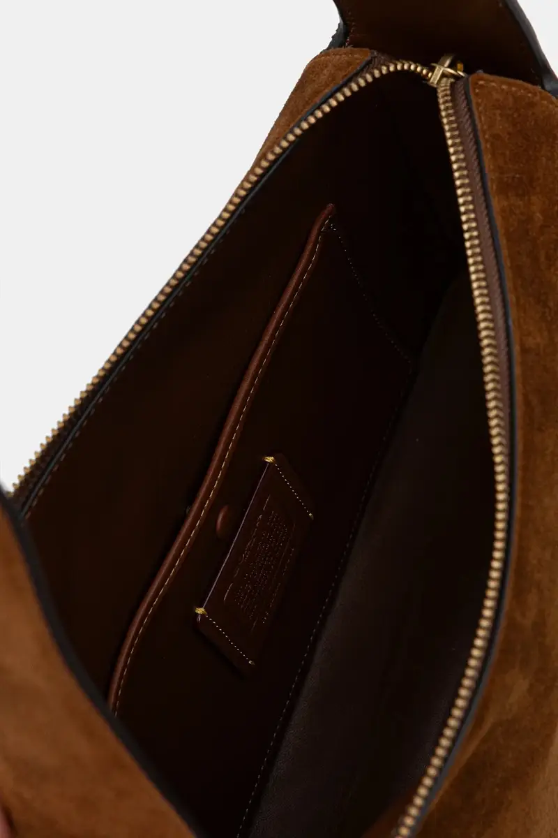 borsa in pelle scamosciata Lola Marrone miniatura 5