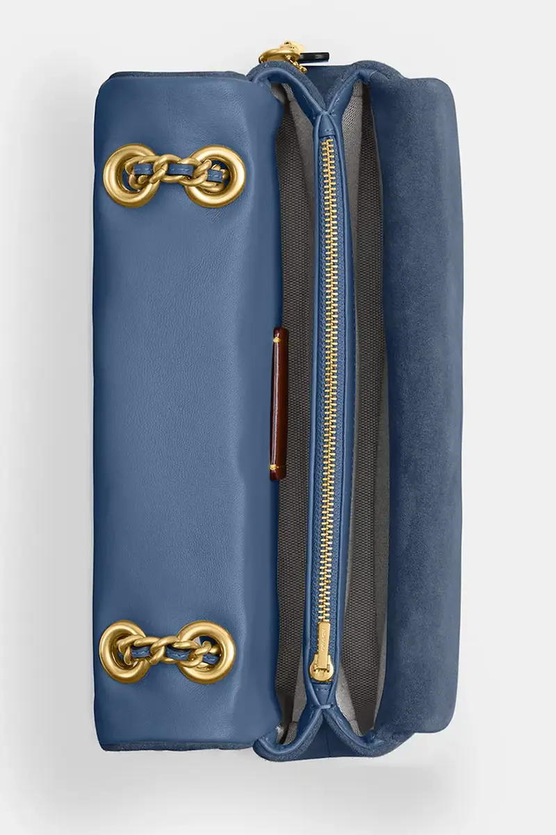 Coach Borsa in pelle scamosciata blu miniatura 5