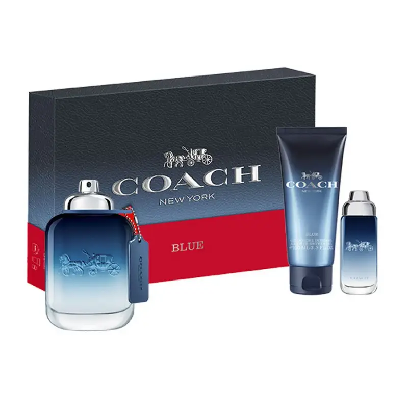 Set Coach Blue Eau De Toilette per uomo 100 ml + Blue Eau De Toilette per uomo 15 ml + Blue Shower Gel Barba e Capelli 100 ml
