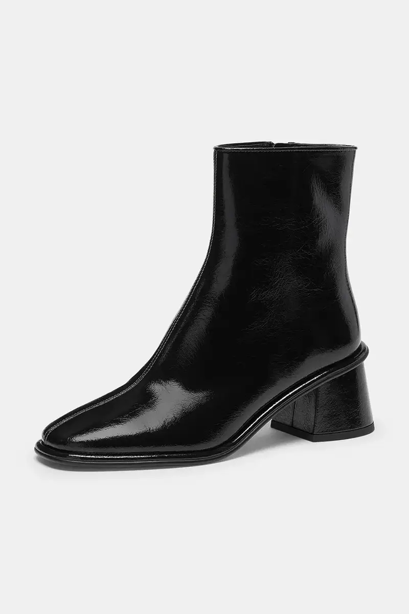 stivaletti alla caviglia in pelle Gigi Glazed Nero miniatura 3