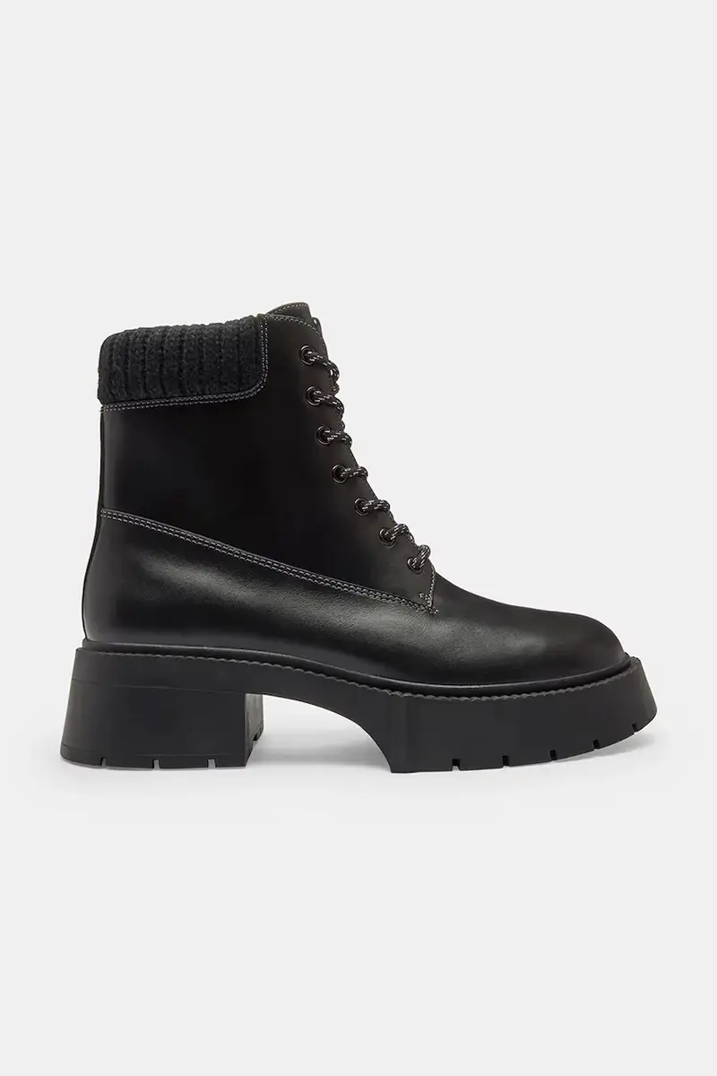 stivaletti alla caviglia in pelle Leah Platform donna colore nero CCH88