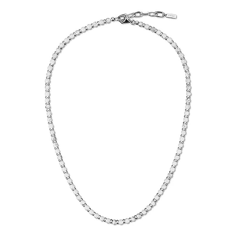 COAI Collana Unisex con Perle di Howlite e Acciaio Inox