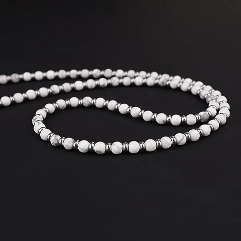 COAI Collana Unisex con Perle di Howlite e Acciaio Inox miniatura 3