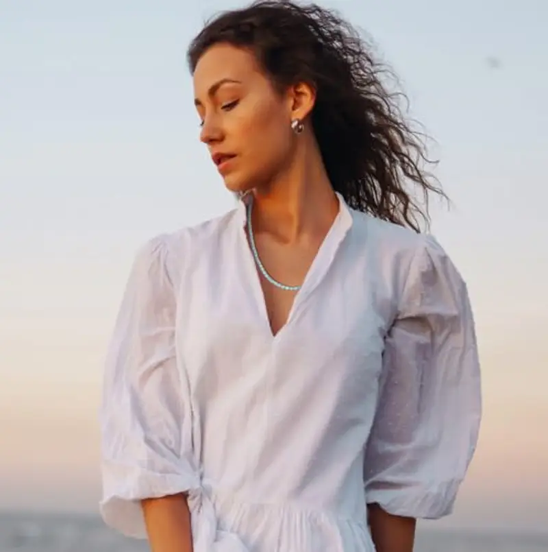 COAI Collana Unisex con Perle di Turchese Sintetico e Acciaio Inox miniatura 3