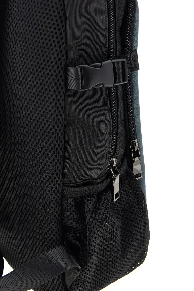 Zaino blu e nero con tasche multiple e cordini frontali Route 66 61992/L/SETRN [JEANS] miniatura 4