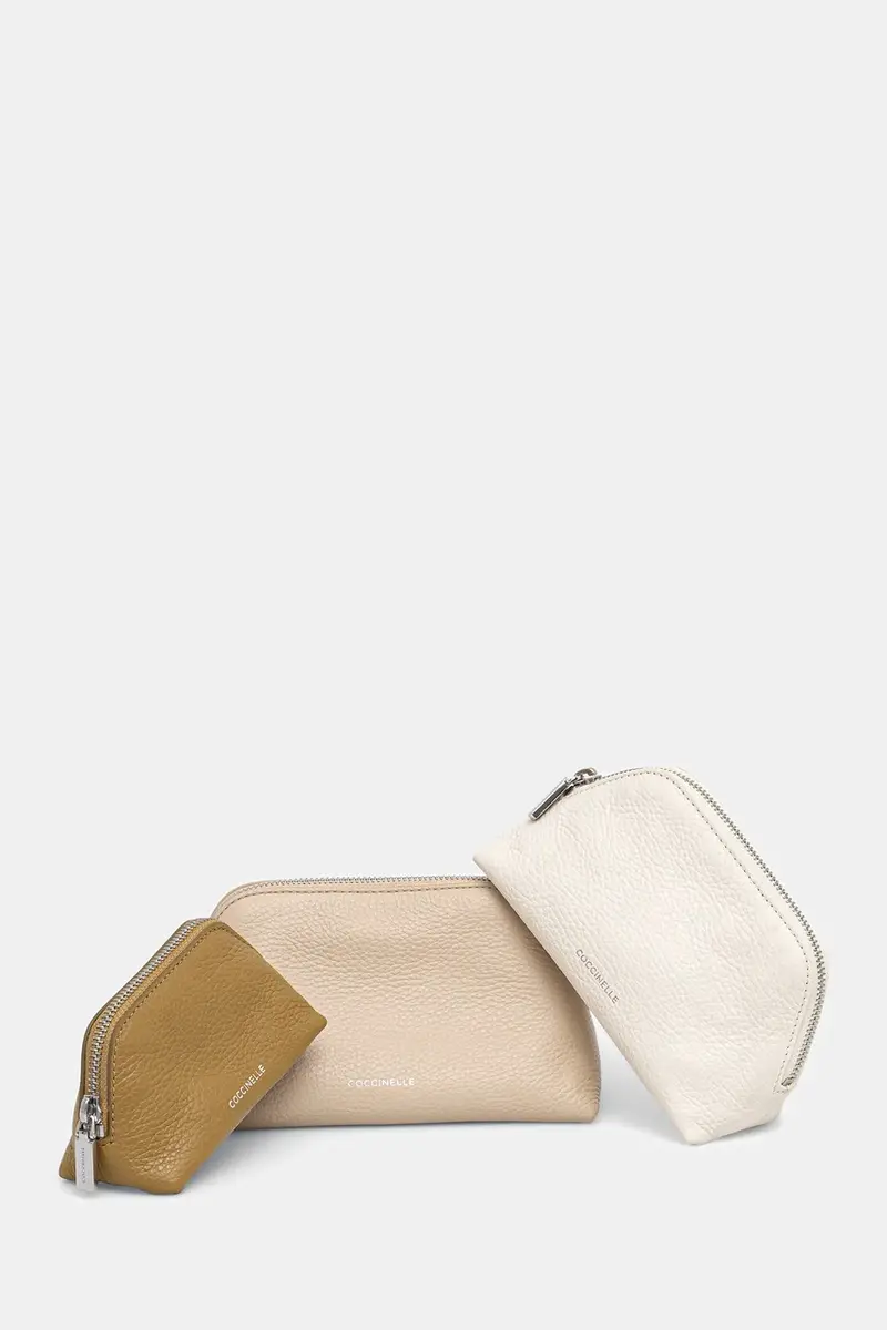 astuccio per trucchi in pelle pacco da 3 Beige miniatura 4