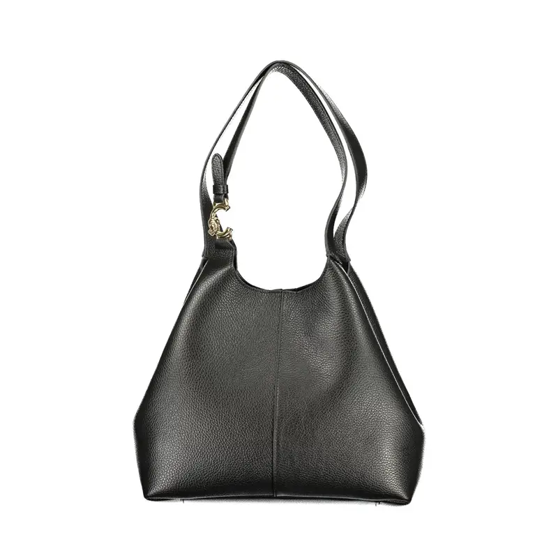 Borsa a Spalla Pelle Donna Nera Dettagli a Contrasto Nero