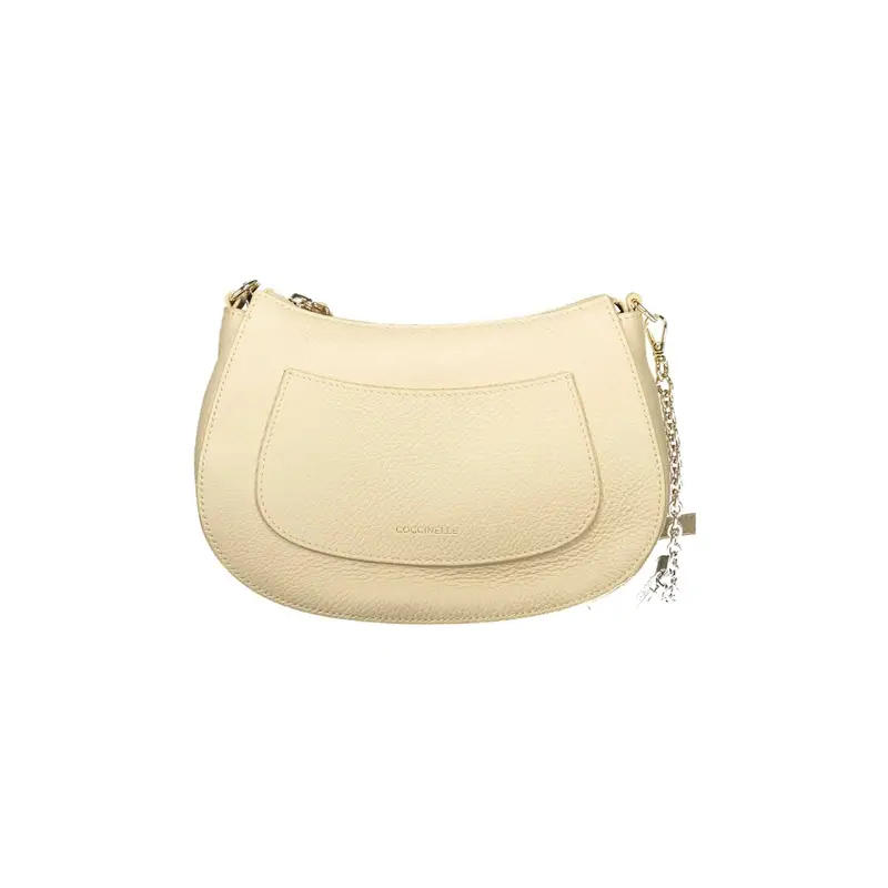 Borsa a Tracolla Pelle Donna Beige Con Tracolla in Catena