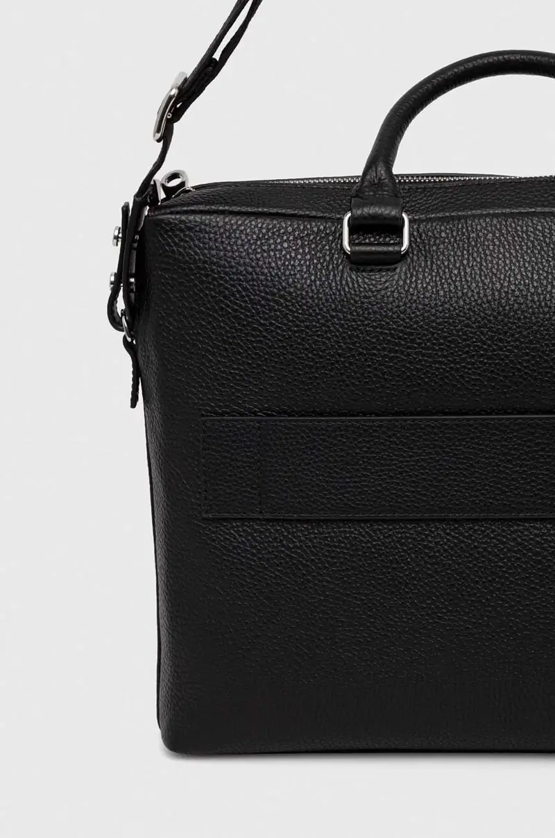 borsa custodia porta pc in pelle Nero miniatura 3