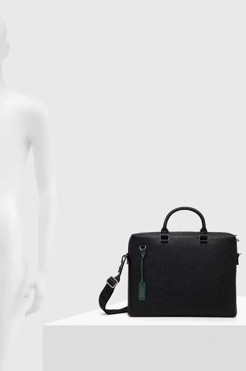 borsa custodia porta pc in pelle Nero miniatura 5