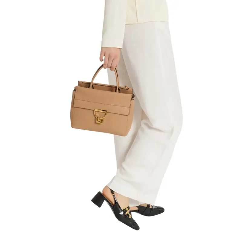 Borsa Donna a Mano con Tracolla Marrone, In Vera Pelle, Arlettis Medium Marrone miniatura 2