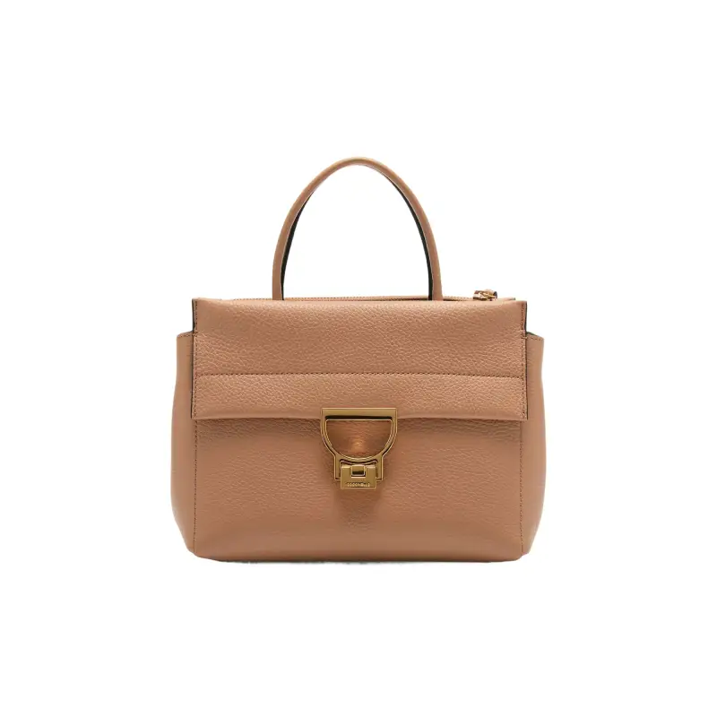 Borsa Donna a Mano con Tracolla Marrone, In Vera Pelle, Arlettis Medium Marrone