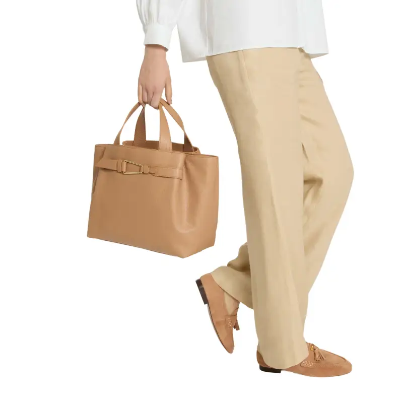 Borsa Donna a Mano con Tracolla Marrone, In Vera Pelle, Malory Medium Marrone miniatura 2