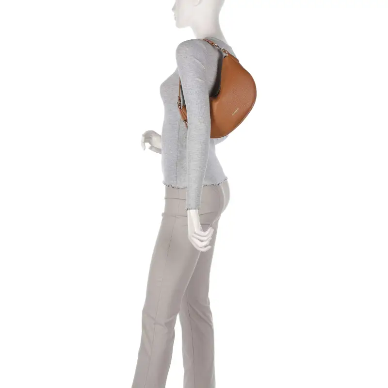 Borsa Donna a Spalla Marrone con Tracolla, In Vera Pelle, C-Easy Marrone miniatura 3