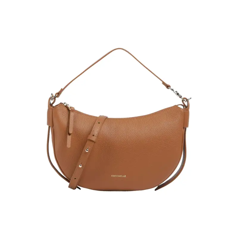 Borsa Donna a Spalla Marrone con Tracolla, In Vera Pelle, C-Easy Marrone