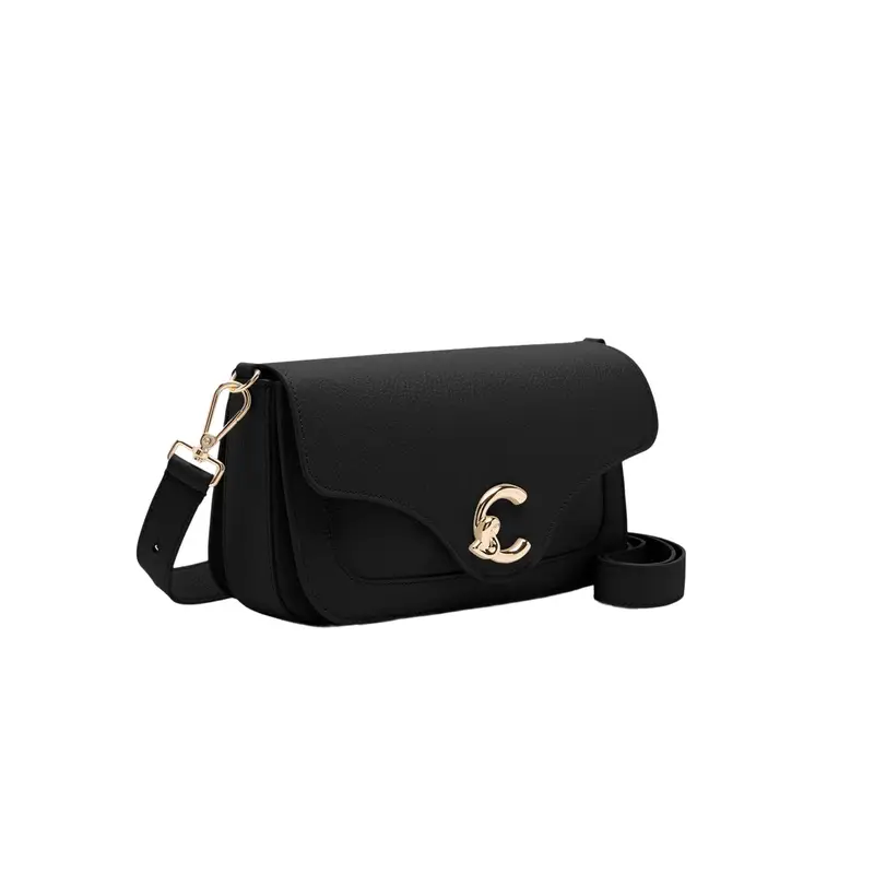 Borsa Donna a Spalla Nera C-Me Medium in Vera Pelle Nero miniatura 3