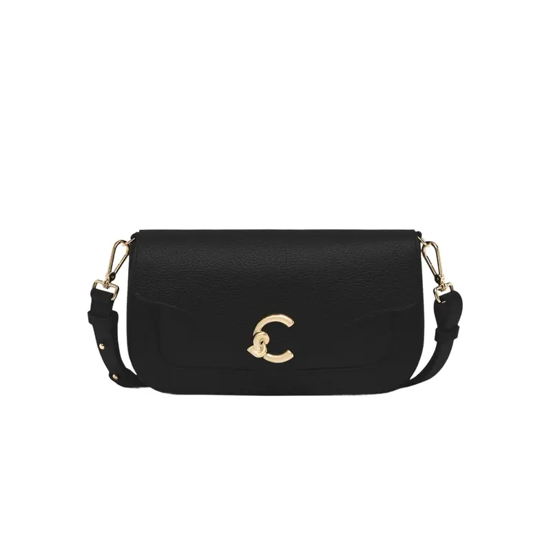 Borsa Donna a Spalla Nera C-Me Medium in Vera Pelle Nero