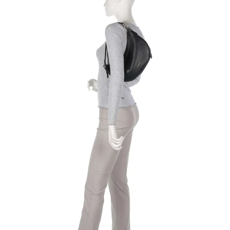 Borsa Donna a Spalla Nera con Tracolla, In Vera Pelle, C-Easy Nero miniatura 2