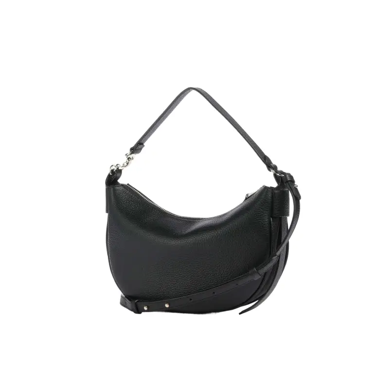 Borsa Donna a Spalla Nera con Tracolla, In Vera Pelle, C-Easy Nero miniatura 3