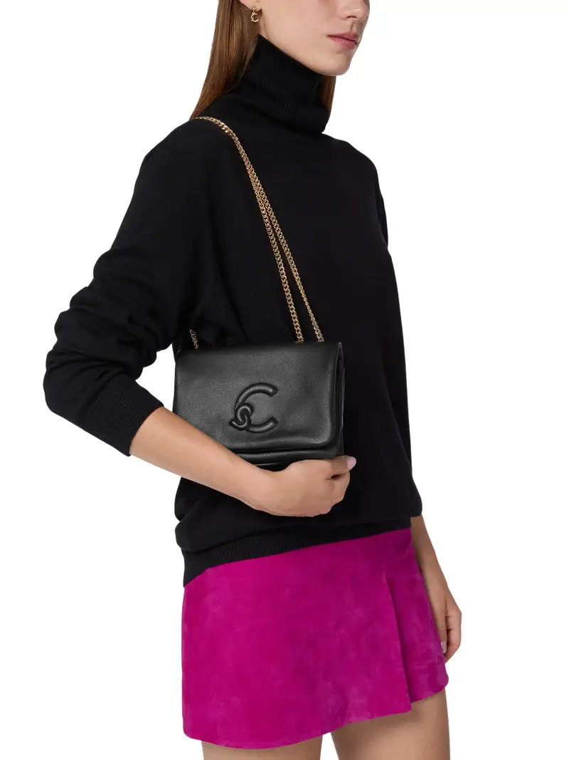 Borsa Donna a Spalla Nera, In Vera Pelle, Dulse Nero miniatura 2