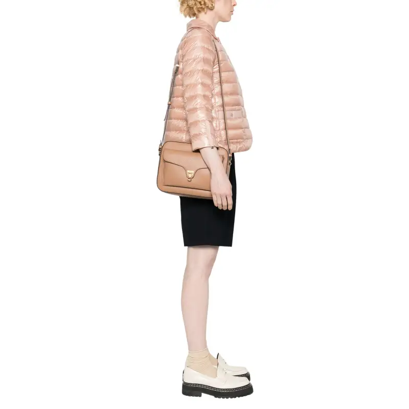 Borsa Donna a Tracolla Marrone, In Vera Pelle, Beat Soft Media Marrone miniatura 2