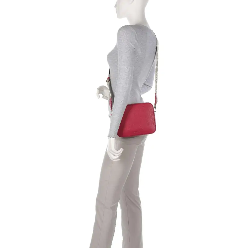 Borsa Donna a Tracolla Rossa, In Vera Pelle, Tebe Large Rosso miniatura 2