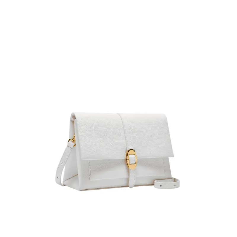 Borsa Donna Bianca con Tracolla Regolabile, In Vera Pelle, Dorian Small Bianco miniatura 2