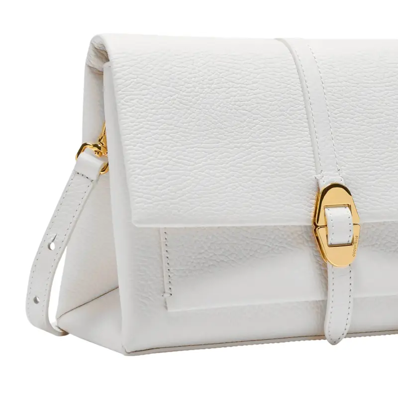 Borsa Donna Bianca con Tracolla Regolabile, In Vera Pelle, Dorian Small Bianco miniatura 3