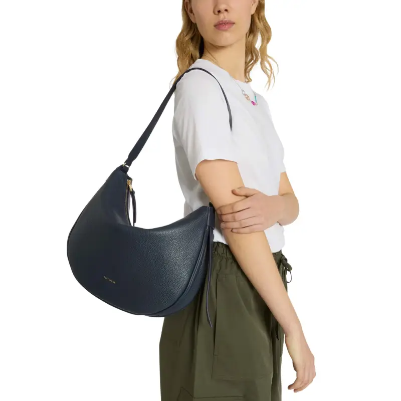 Borsa Donna Hobo a Spalla Marrone, In Vera Pelle, C-Easy Medium Marrone miniatura 2