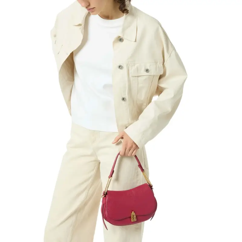 Borsa Donna Piccola a Tracolla Rossa, In Vera Pelle, Magie Soft Mini Rosso miniatura 3