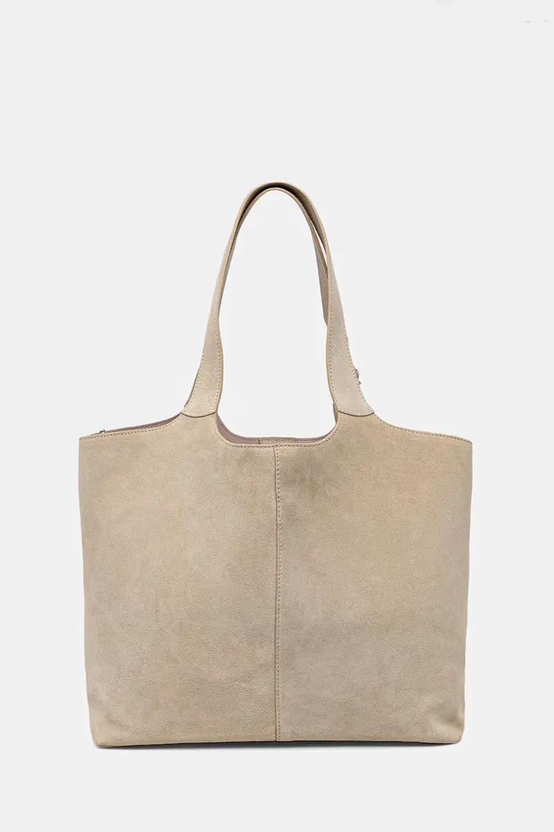 borsa in pelle scamosciata Beige miniatura 3