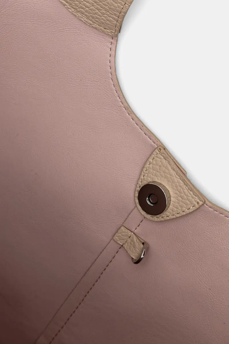 borsa in pelle scamosciata Beige miniatura 4