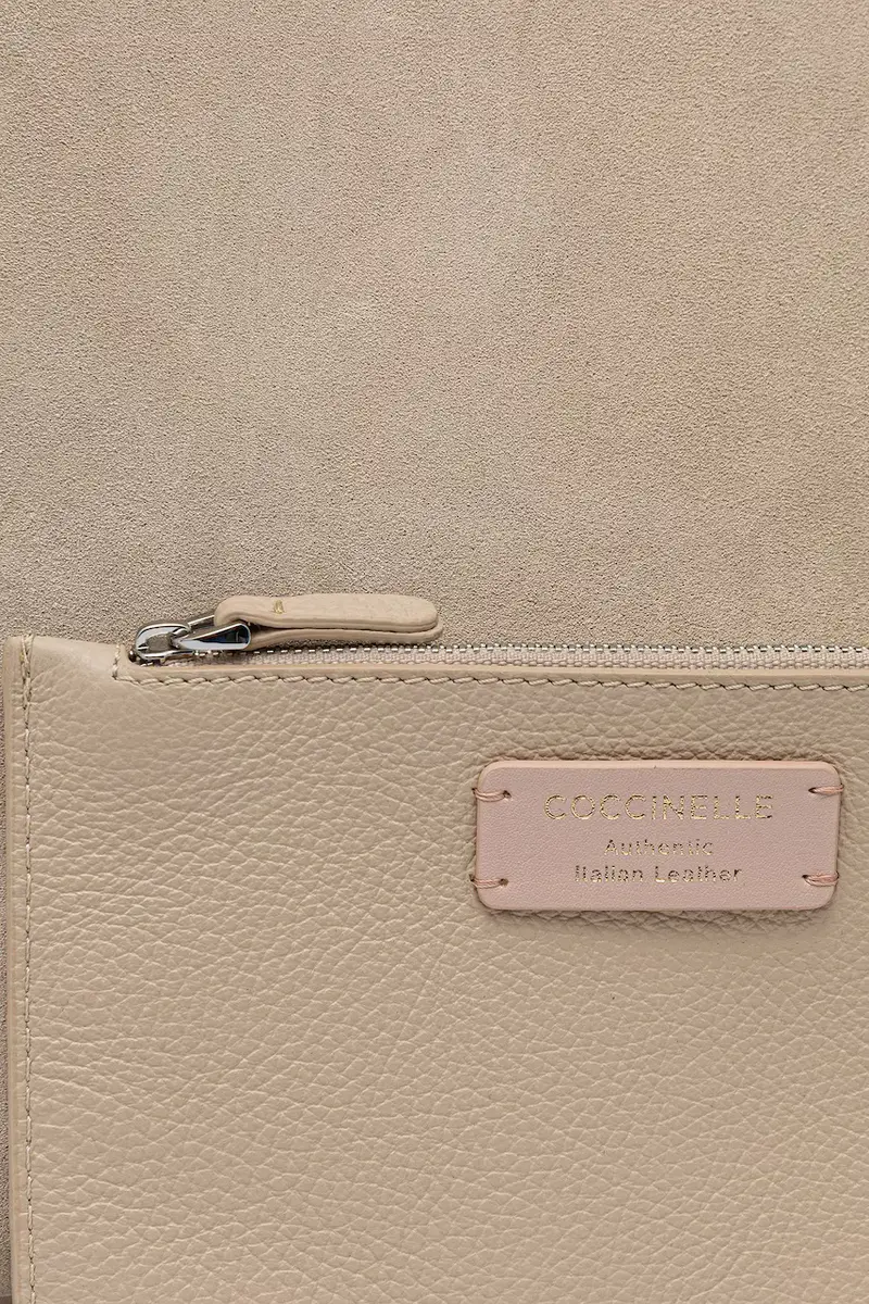 borsa in pelle scamosciata Beige miniatura 5