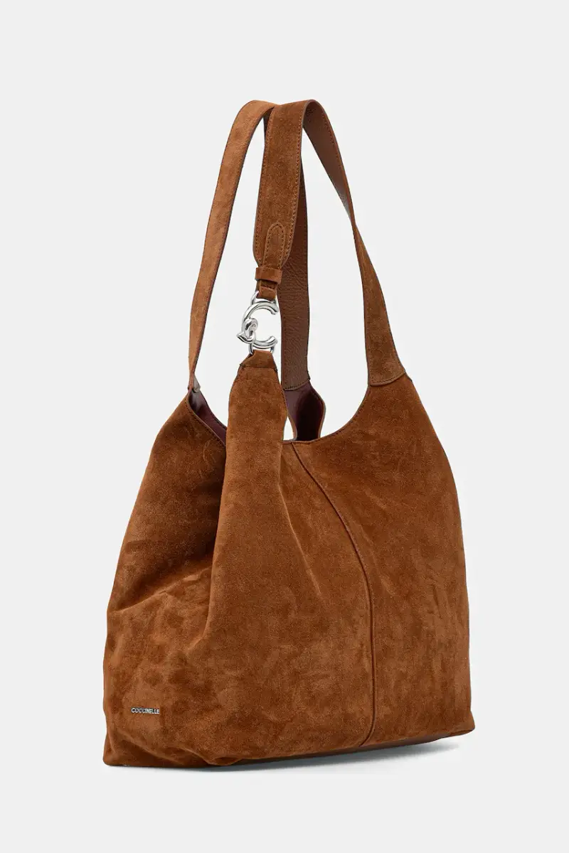 borsa in pelle scamosciata Marrone miniatura 2