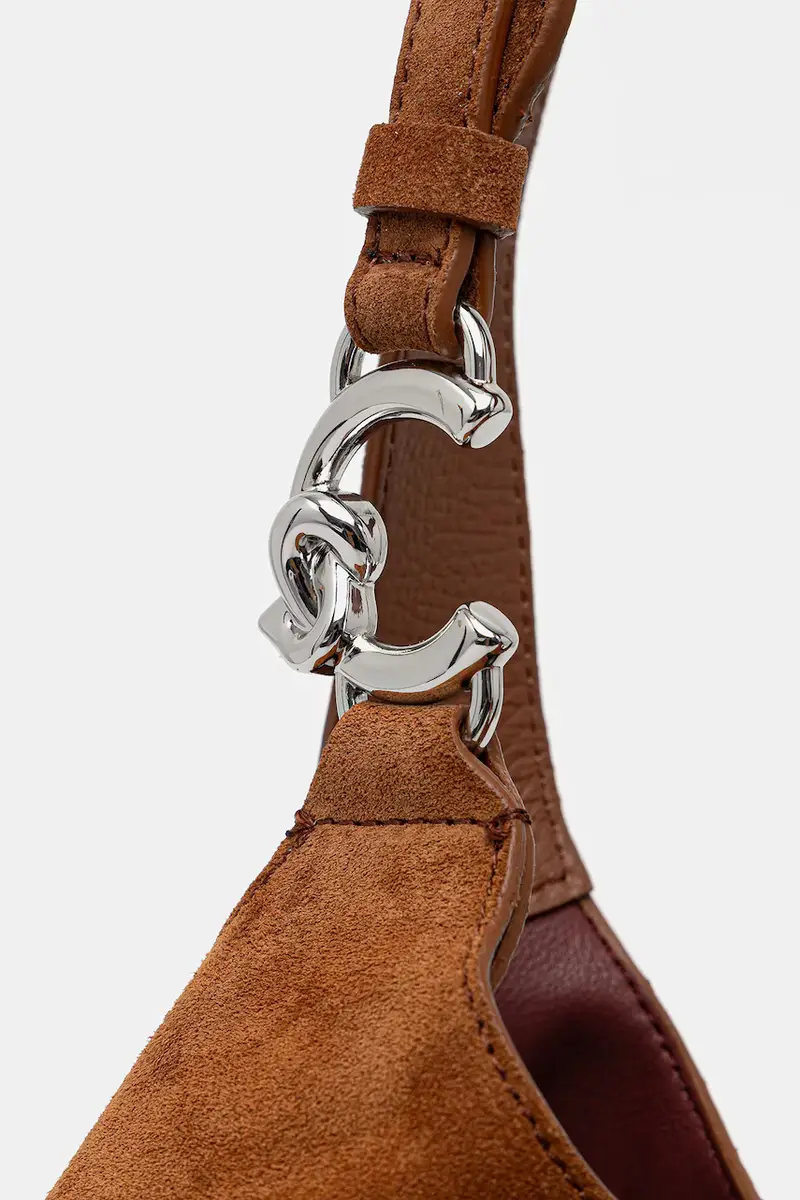 borsa in pelle scamosciata Marrone miniatura 4