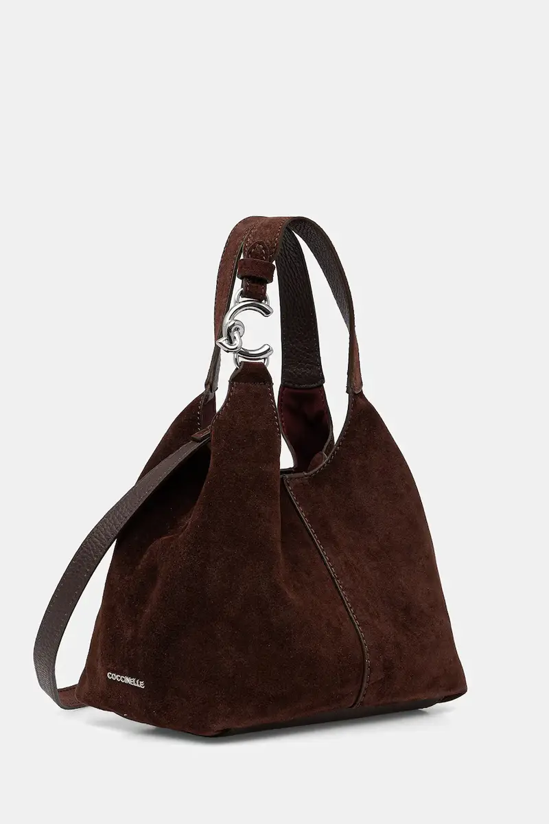 borsa in pelle scamosciata Marrone miniatura 2