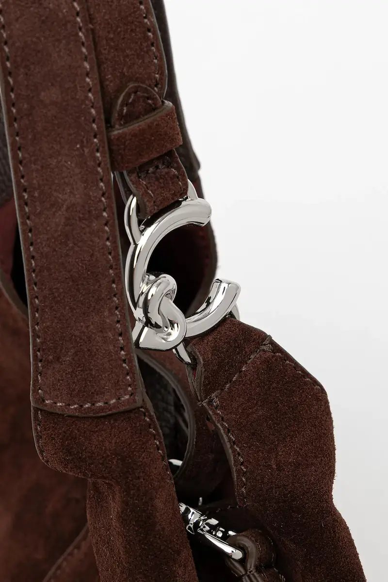 borsa in pelle scamosciata Marrone miniatura 4