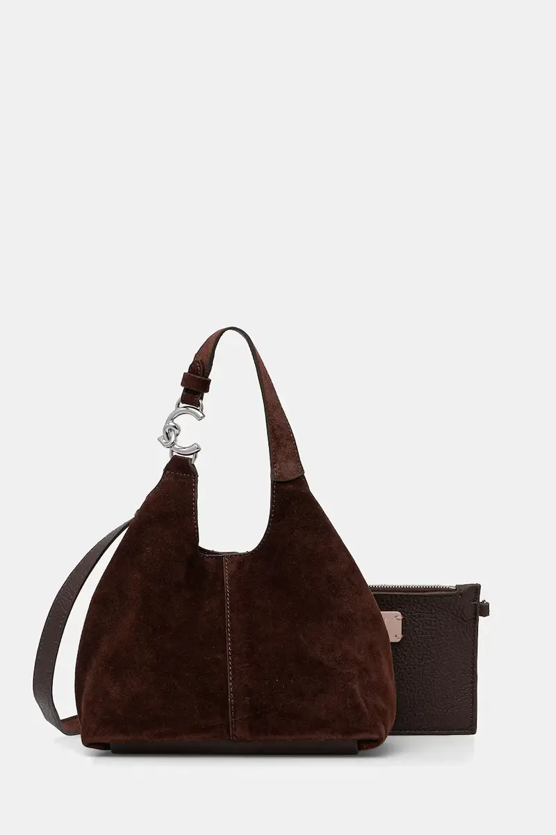 borsa in pelle scamosciata Marrone