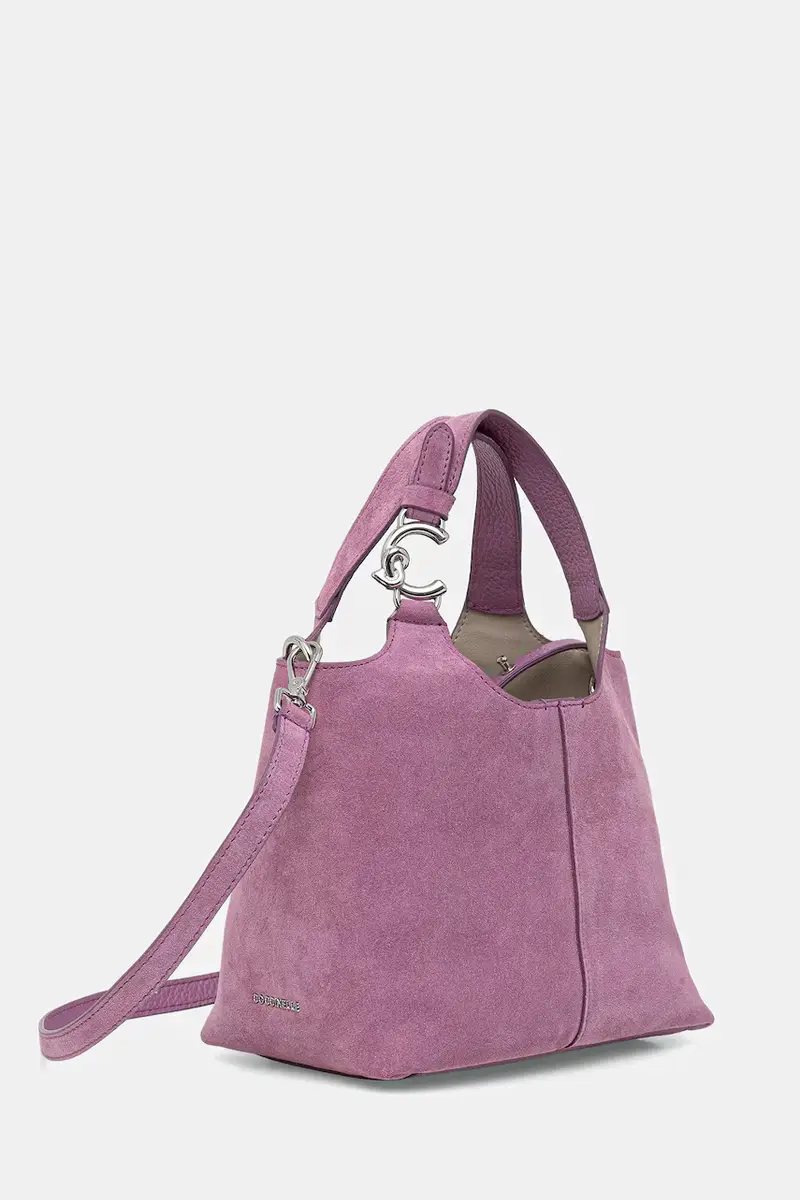 borsa in pelle scamosciata Violetto miniatura 2
