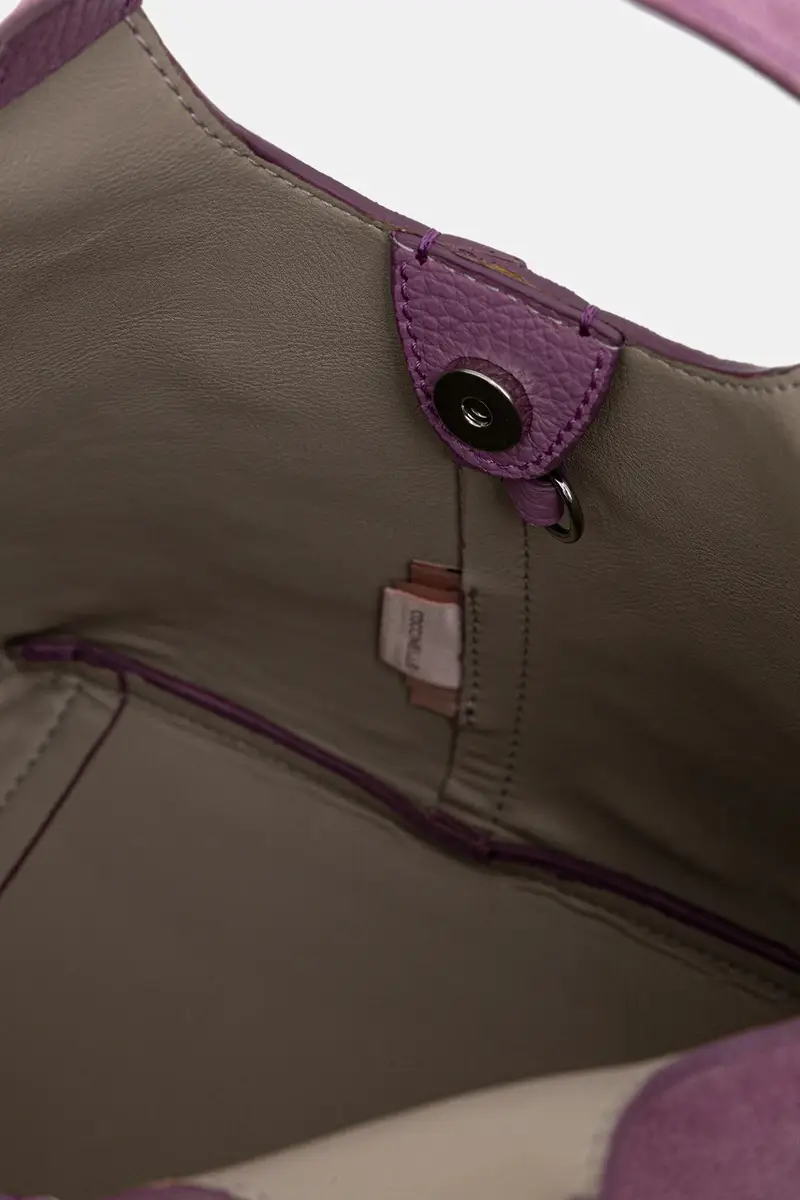 borsa in pelle scamosciata Violetto miniatura 5